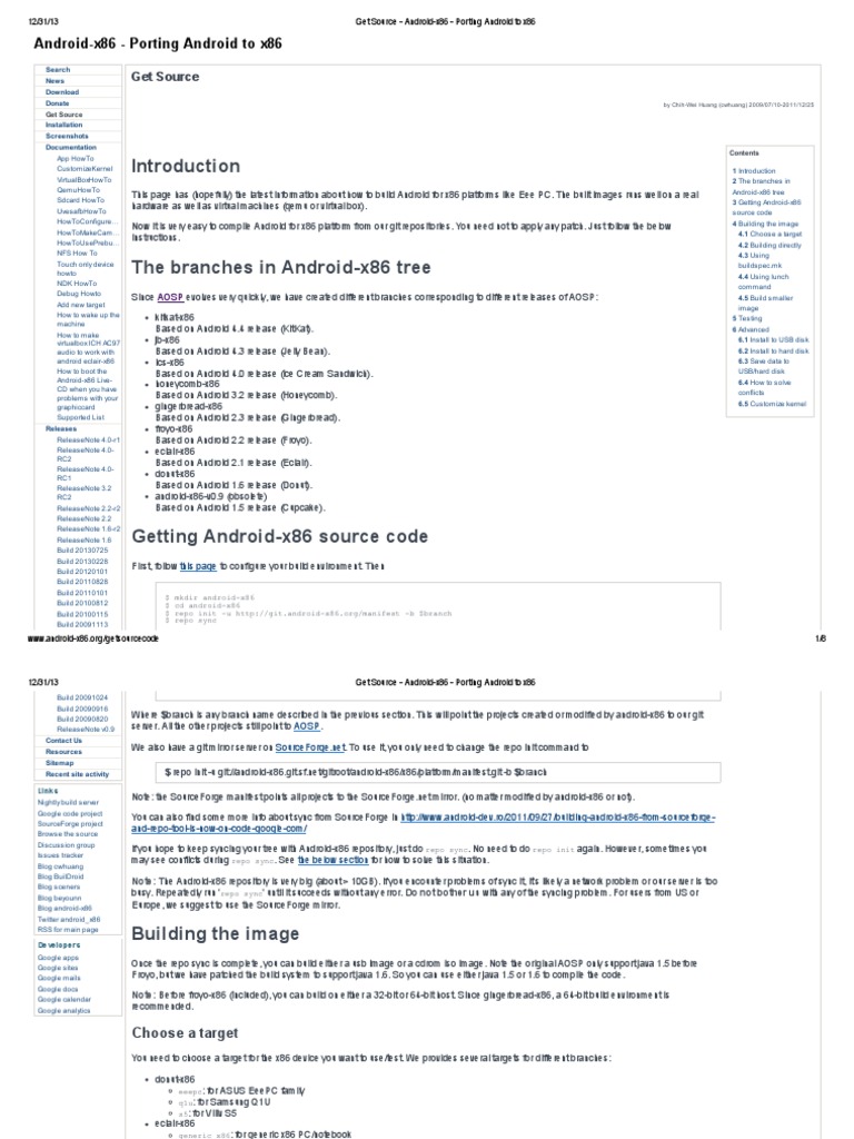 Get Source - Android-X86 - Porting Android To x86 | PDF | Android ...