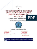 Consumers Buying Behaviour of Telecom Products (With Special Reference To Reliance)