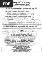 G's Pizzeria Catering Menu