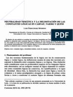 Luis Fernández Moreno - NEUTRALIDAD TEMÁTICA Y LA DELIMITACIÓN DE LAS CONSTANTES LÓGICAS EN CARNAP, TARSKI Y QUINE