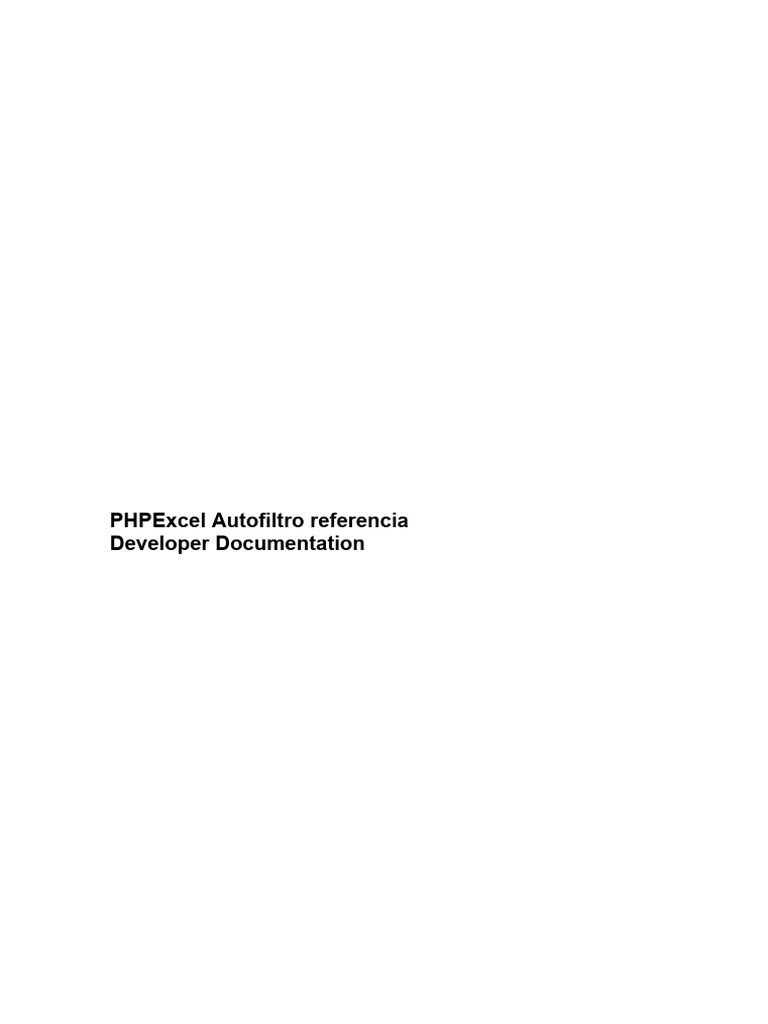 PHPExcel Autofiltro Referencia | PDF | Microsoft Excel | Hoja de cálculo