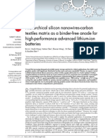 Hierarchical silicon nanowires-carbon
textiles matrix as a binder-free anode for
high-performance advanced lithium-ion
batteries