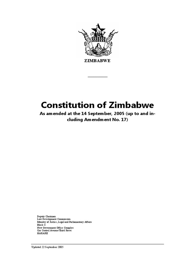 Zimbabwe Constitution Eminent Domain Capital Punishment