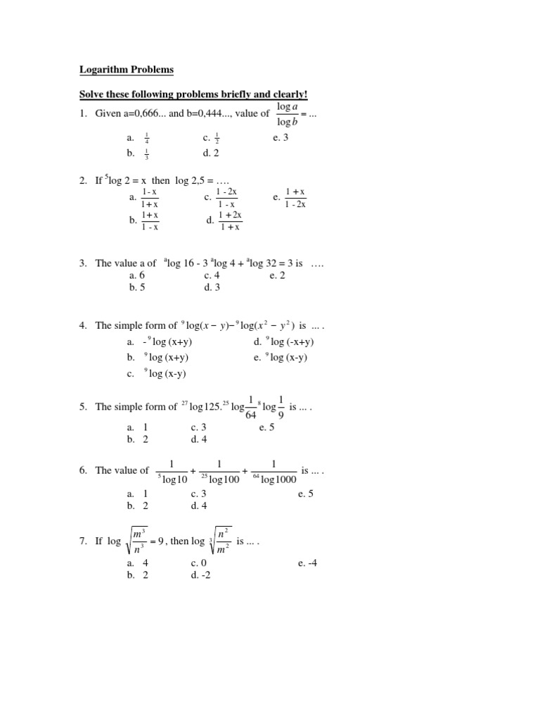 Soal Logaritma PDF Logarithm Special Functions