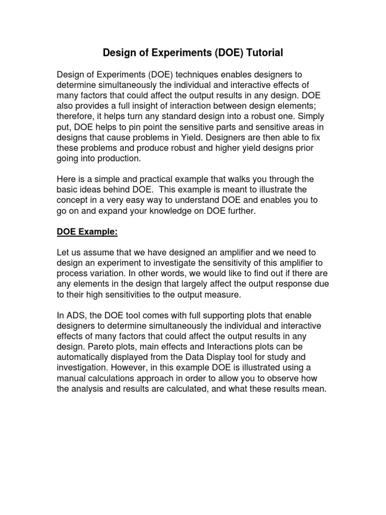DOE Tutorial for Robust Design | PDF