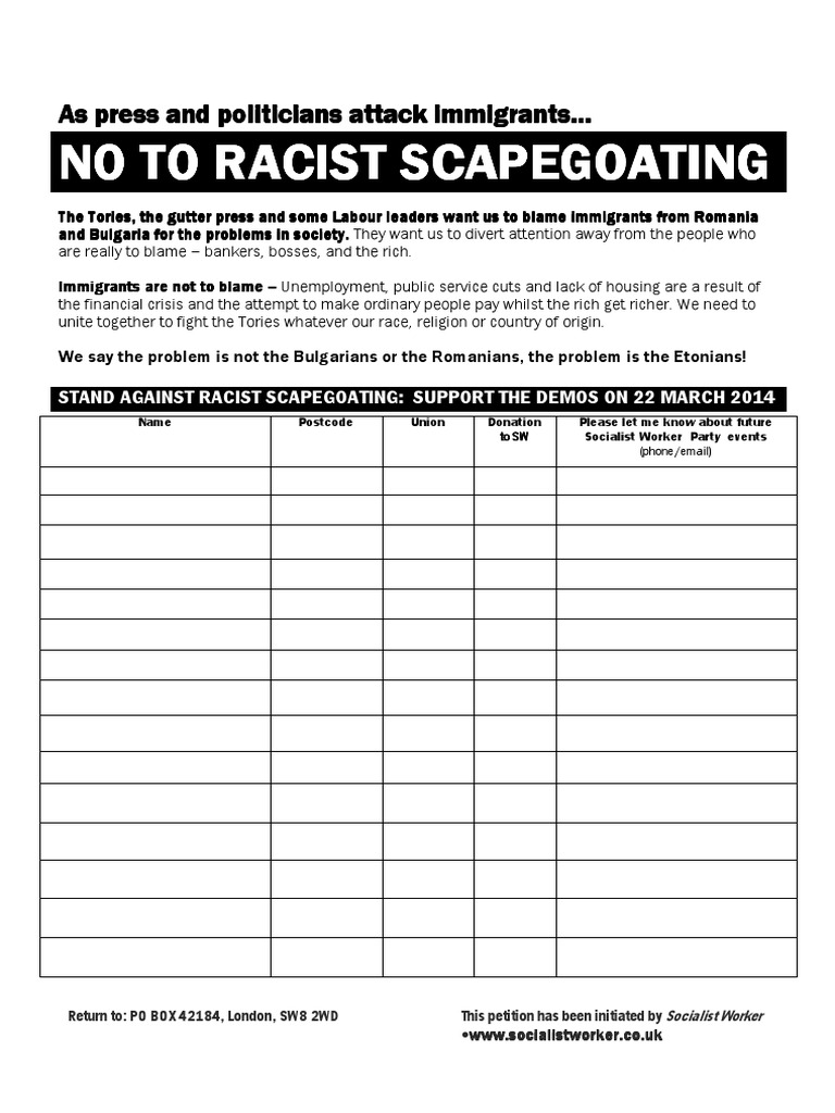 No To Racist Scapegoating | PDF