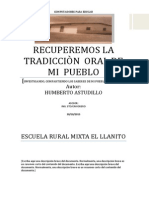 RECUPEREMOS LA TRADICCIÒN  ORAL DE MI  PUEBLO