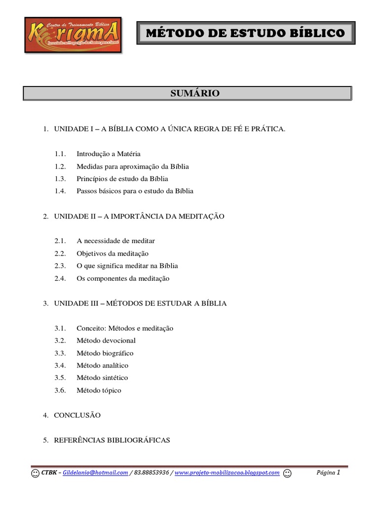 Apostila MÉTODO DE ESTUDO BÍBLICO Kerigma | Download grátis PDF ...