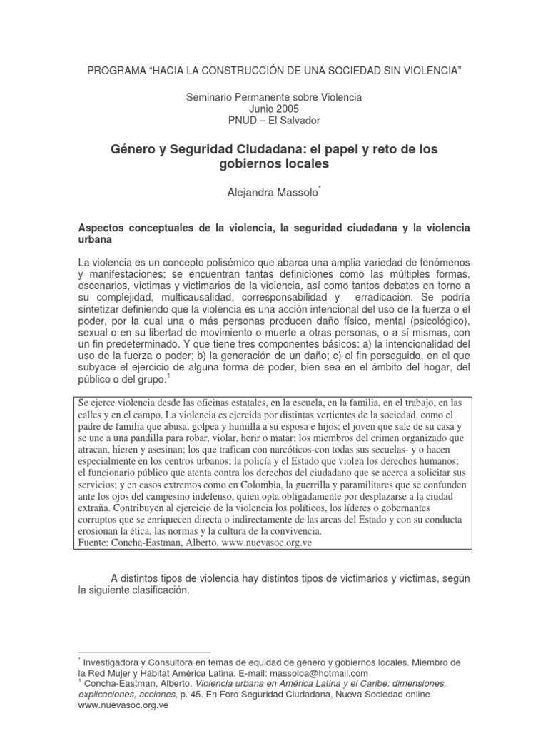 Género y Seguridad Ciudadana Ponencia de Massolo | PDF | Violencia | Mujer