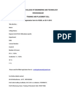 Sri Vidya College of Enginnering and Technology Virudhunagar Training and Placement Cell Registration Form For Kgisl On 22-11-2013