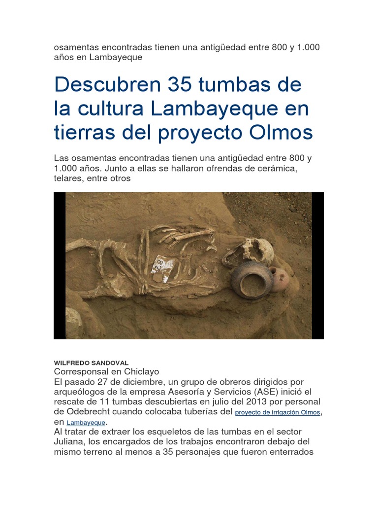 Osamentas Encontradas en Lambayeque  Museo  Arqueología