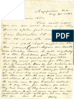 Letter To A.R. Stutsman From His Cousin Will. August 30, 1893