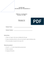 Version A: MATH 203 Principles of Statistics I