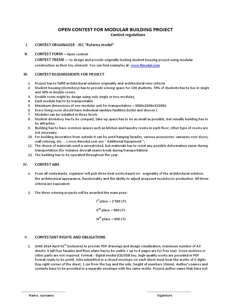 Rmodul Contest Rules and Regulations 2014 Salygosen | PDF | Modularity ...