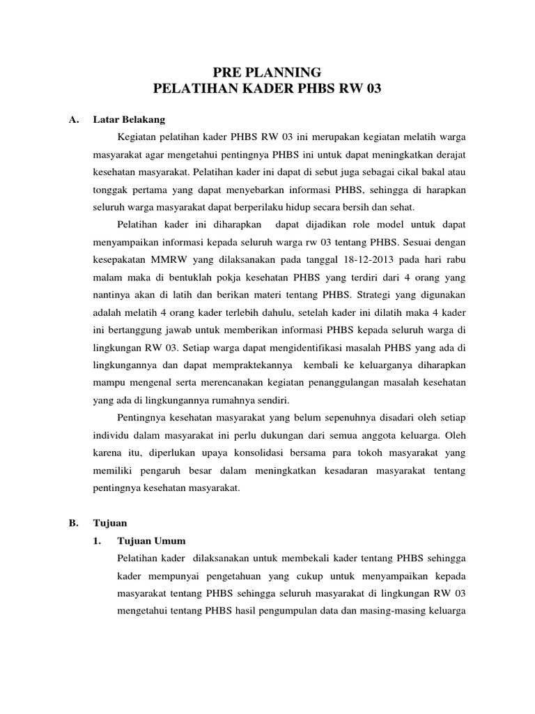 PRE PLANNING PELATIHAN KADER PHBS (1).docx