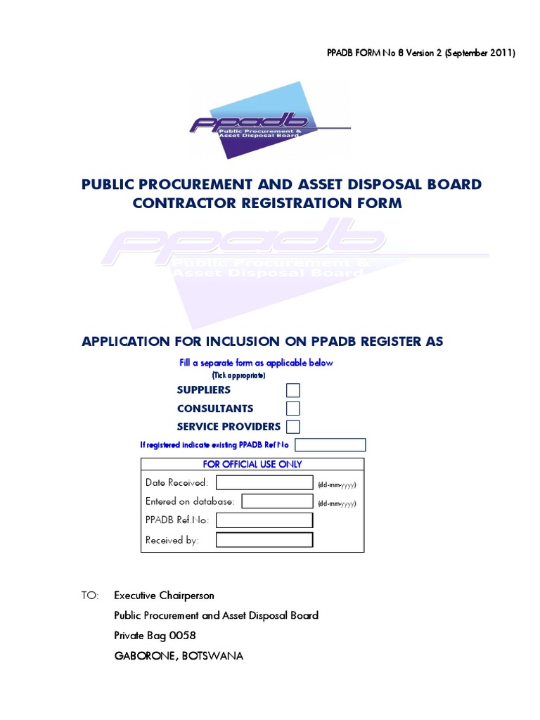 Bpp Registration Of Contractors – ZMIF