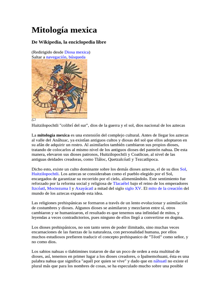 Mitología Mexica PDF Politeísmo Mitología