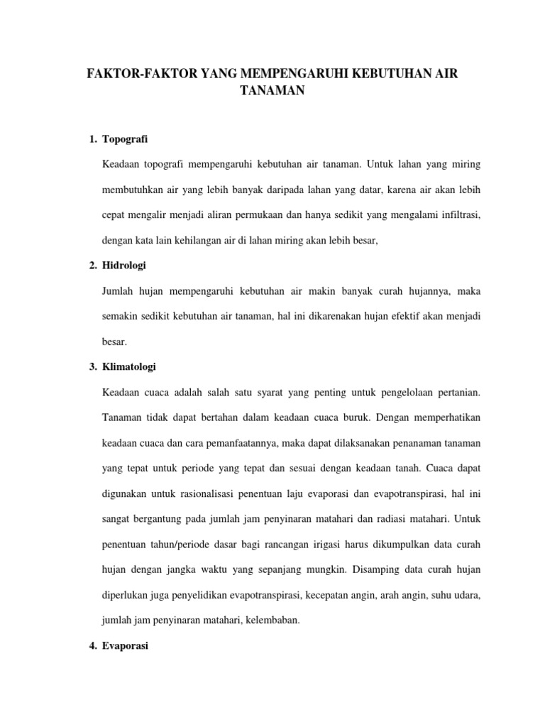 FaktorFaktor Yang Mempengaruhi Kebutuhan Air Tanaman  PDF