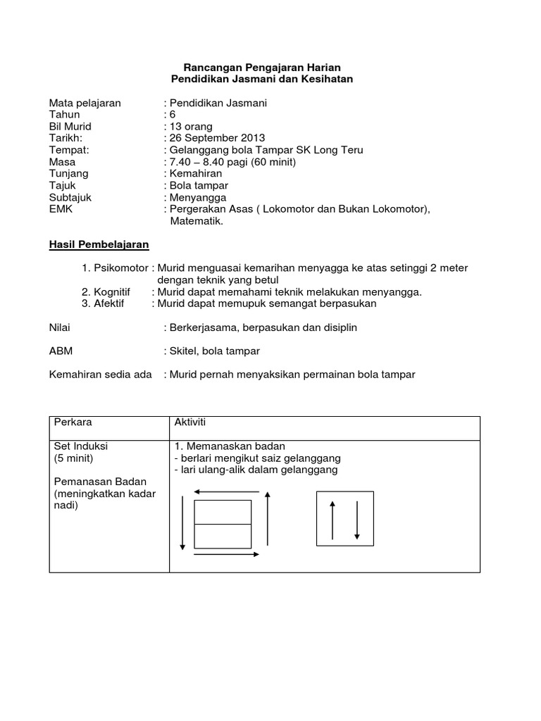 Rancangan Pengajaran Harian Pj Tahun 6 Pdf