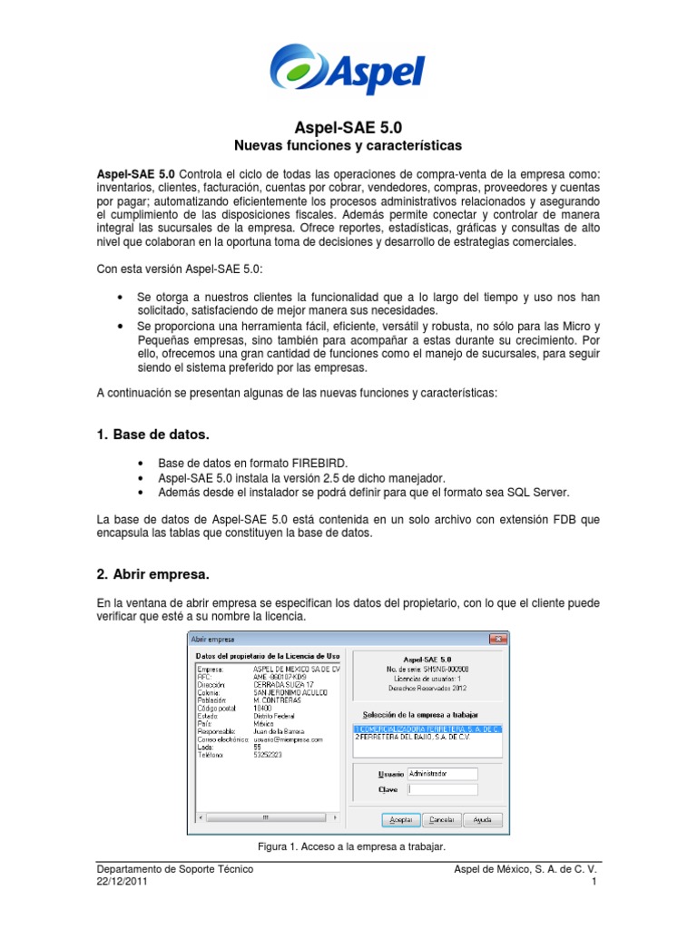 Nuevas Funciones y Caracteristicas Aspel SAE 5.0 | PDF | Soporte ...