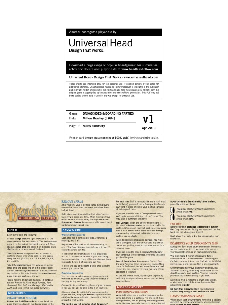 Broadsides Boarding Parties v1 | PDF | Broadside | Cannon