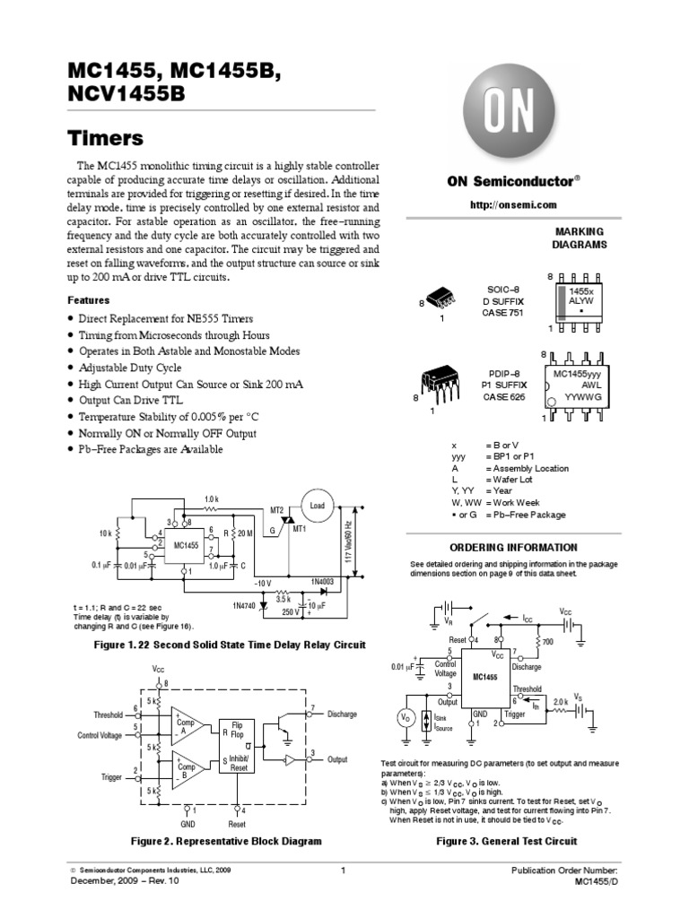 Mc1455-d Timer Ic | PDF | Capacitor | Electronic Circuits