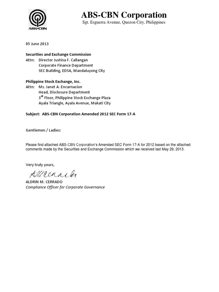 ABSCBN Financial Statements PDF Broadcasting Entertainment