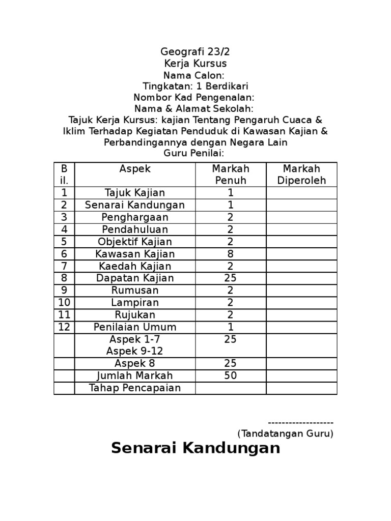 Kerja Kursus Geografi Tingkatan 1 2009