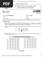 Avaliação Diagnóstica 2013 - 1ª Prova - Banco de Itens de Avaliação da Secretaria de Educação de Minas Gerais