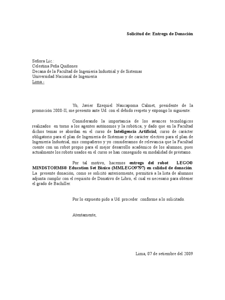 Donacion Modelo De Carta Para Solicitar Colaboracion