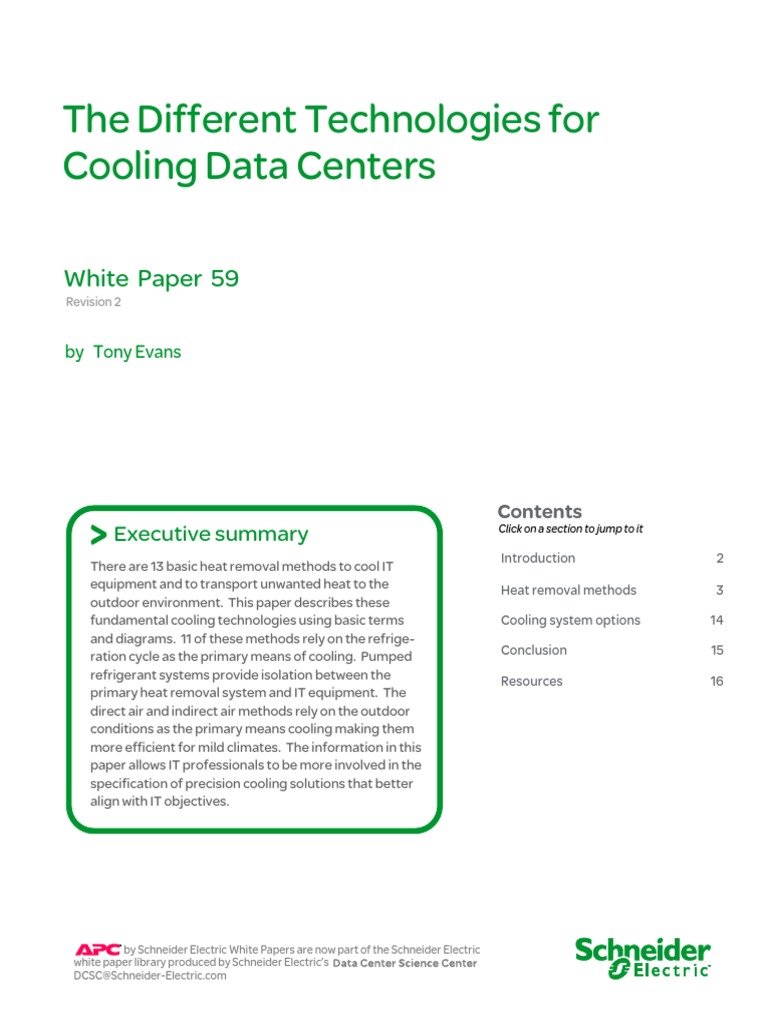 The Different Technologies For Cooling Data Center | PDF | Air ...