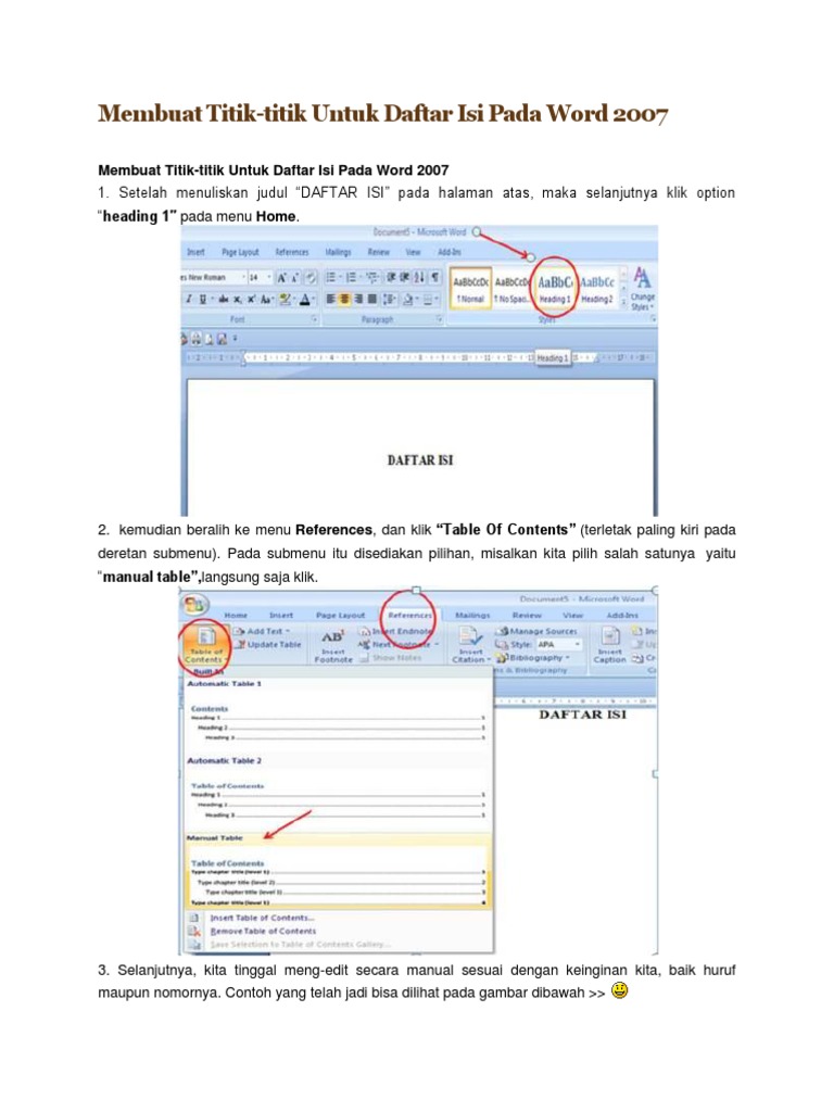 Membuat Daftar Isi Membuat Daftar Isi