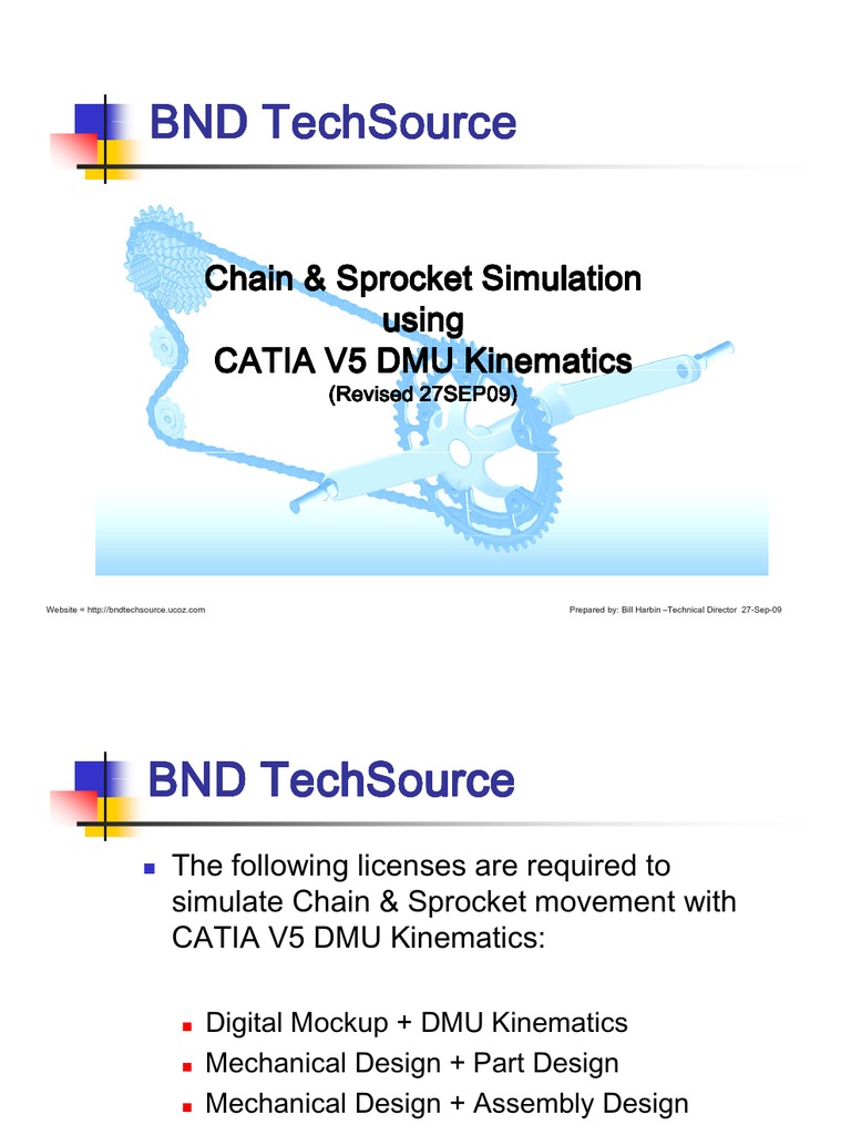 CATIA V5 Chain & Sprocket Simulation | PDF | Gear | Kinematics