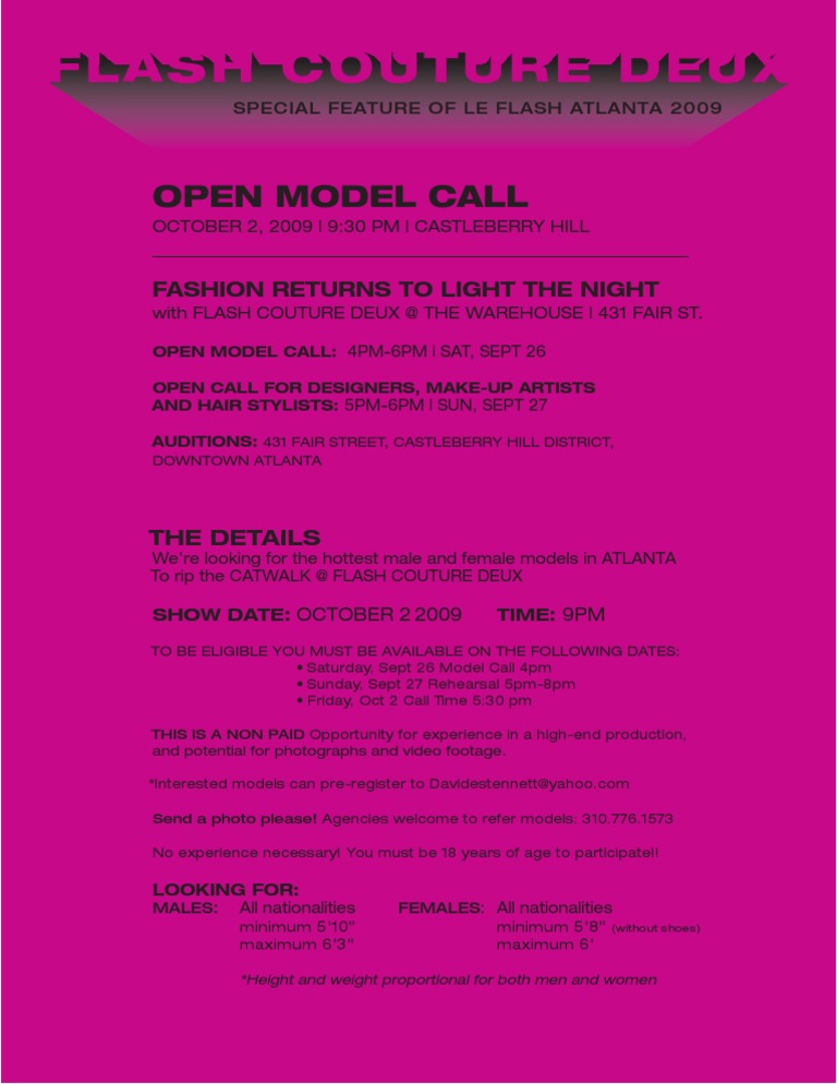 Open Model Call for Flash Couture Deux | PDF