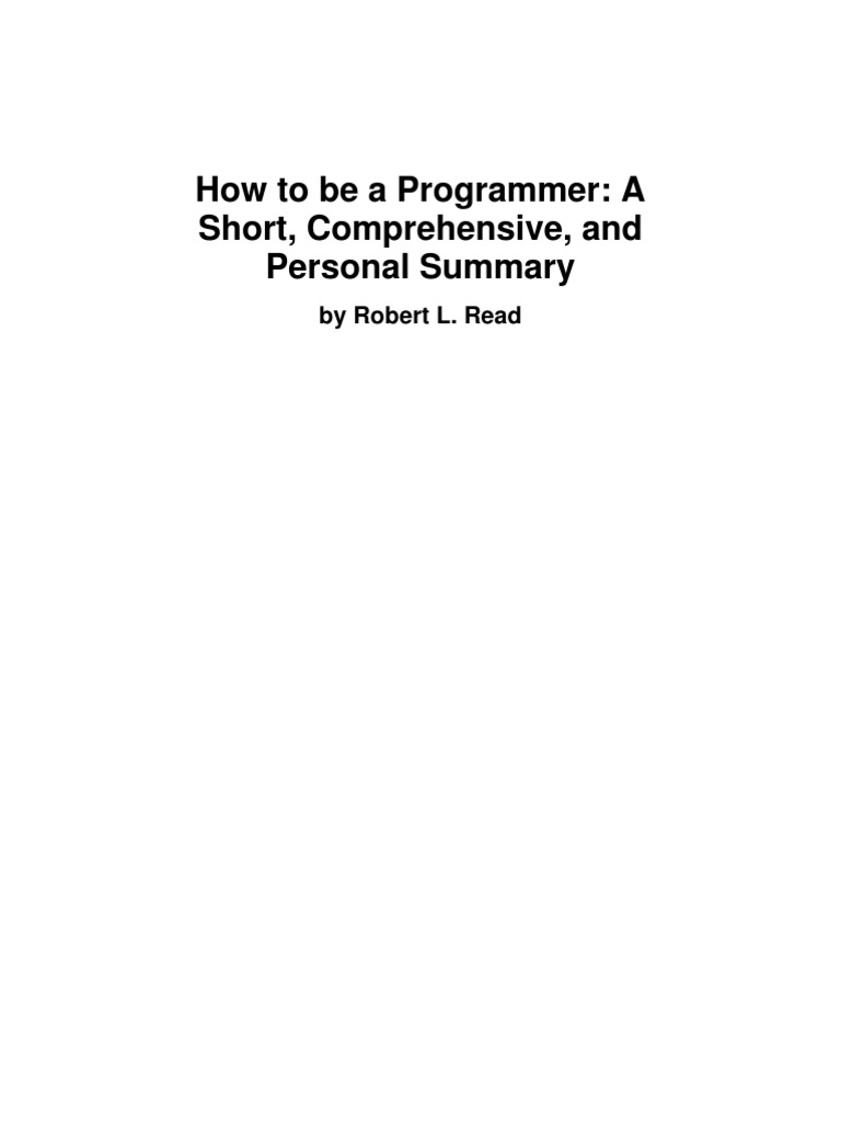 How To Be A Programmer | PDF
