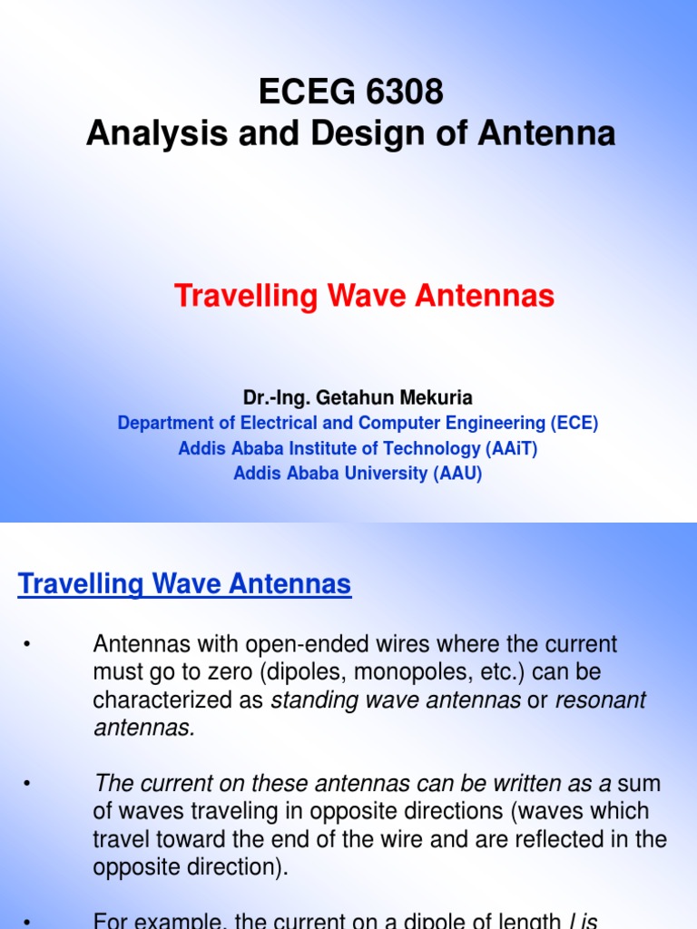Antennas9 Travelling Wave Antennas PDF Antenna (Radio) Waves