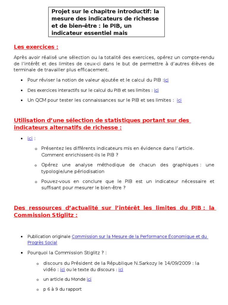 Limites et enjeux du PIB en économie | PDF | Produit intérieur brut ...
