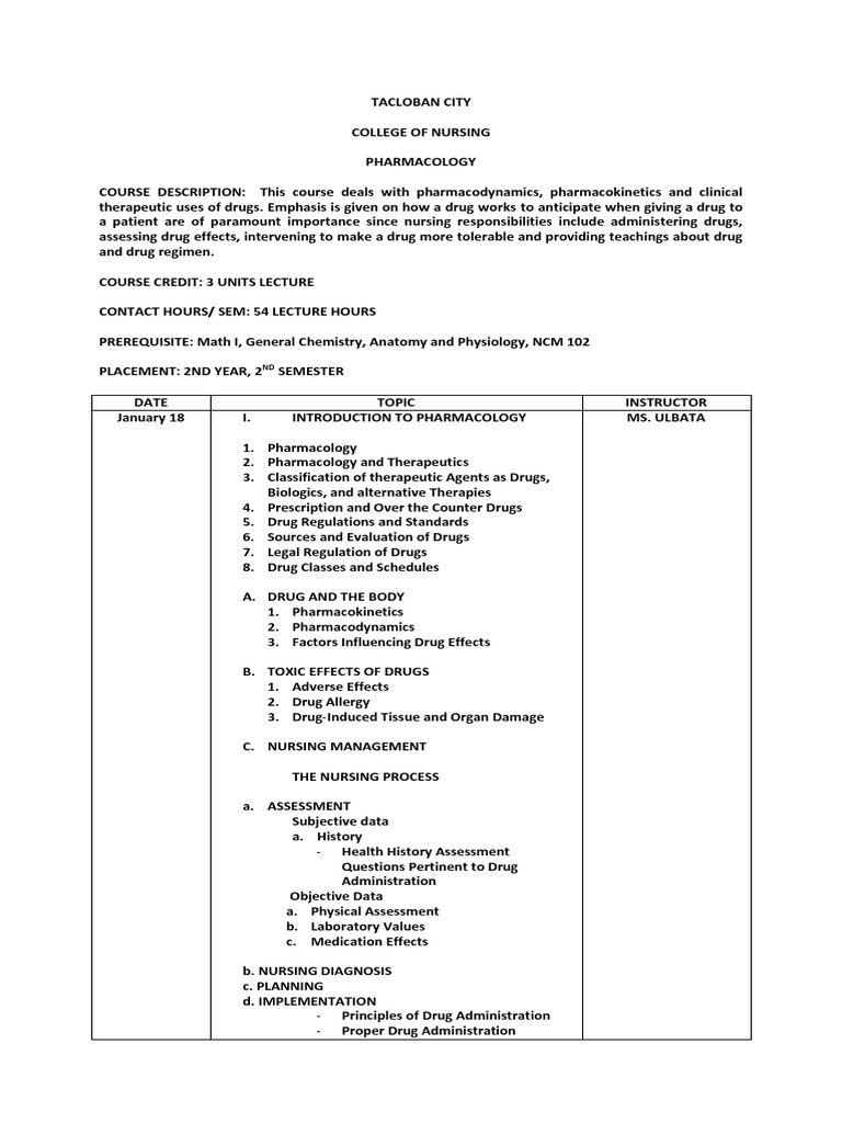 Syllabus Pharmacology | PDF | Pharmaceutical Drug | Antibiotics