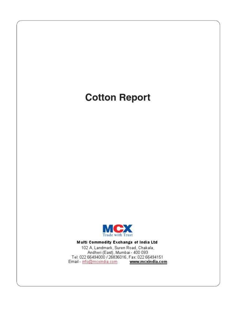 Cotton Report PDF Cotton Futures Contract