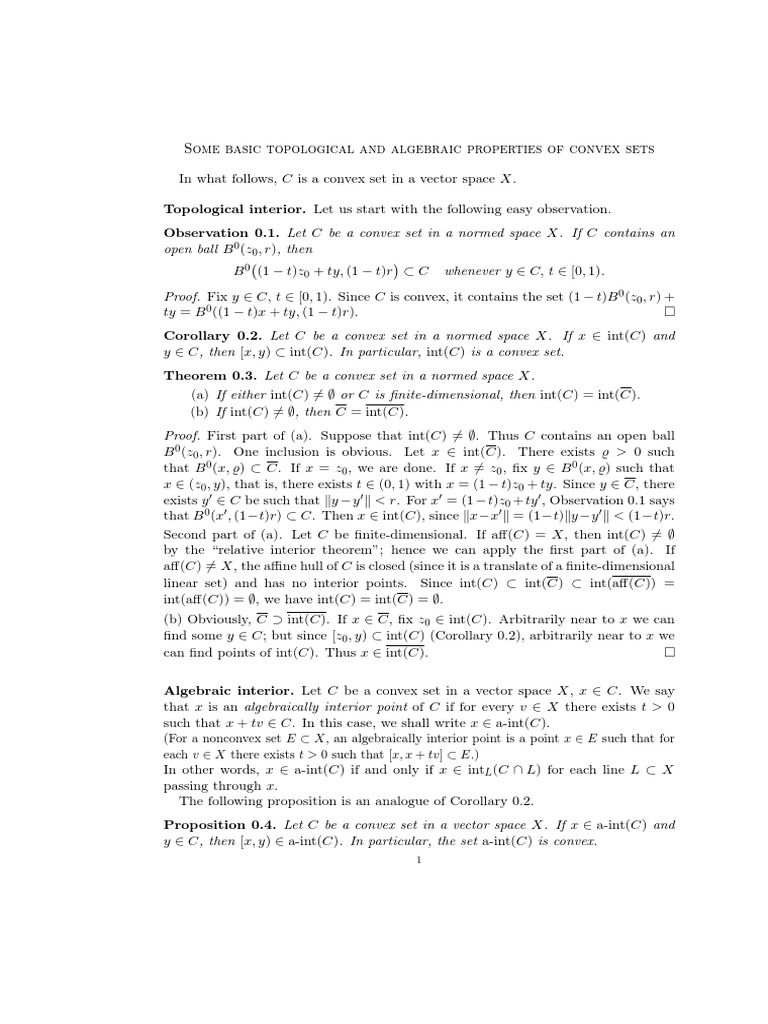 (For A Nonconvex Set E X, An Algebraically Interior Point Is A Point X ...