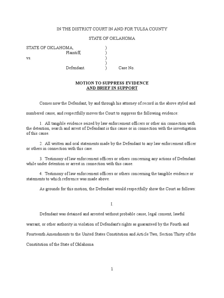 Motion To Suppress Evidence Short 2009 NEW | PDF | United States ...
