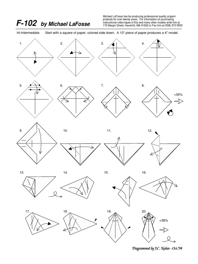 F-102 Origami Airplane Instructions | PDF