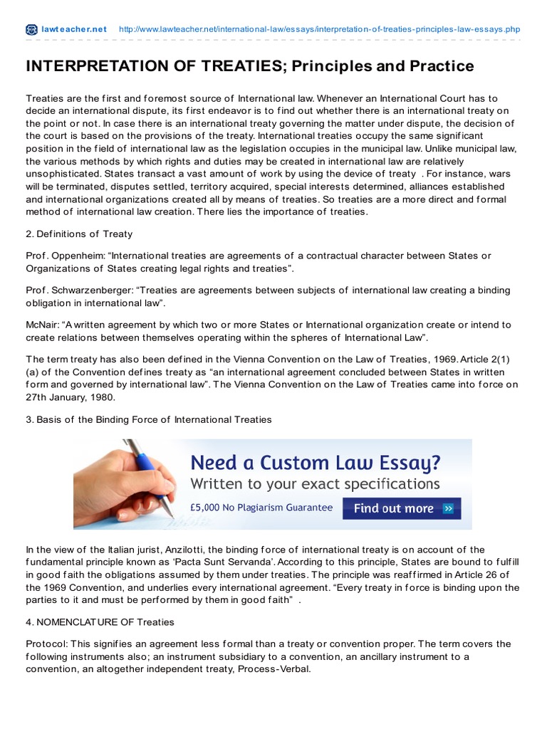 INTERPRETATION OF TREATIES Principles and Practice | PDF | Sovereign ...