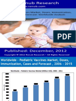 Published: December, 2012: Pediatric Vaccines Market, Doses, Immunization, Cases and Forecast: Worldwide Analysis