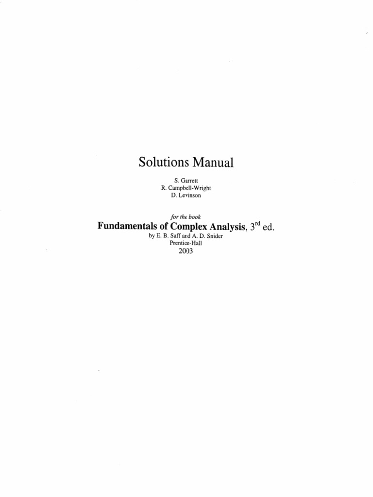 Fundamentals of Complex Analysis Solutions | PDF