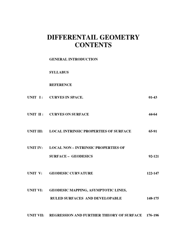 Differential Geometry PDF Curvature Differential Geometry