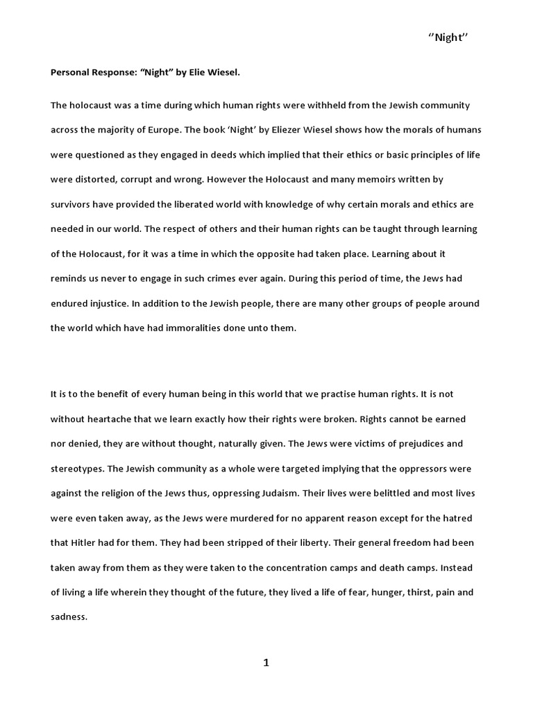 Research paper on night by elie wiesel image