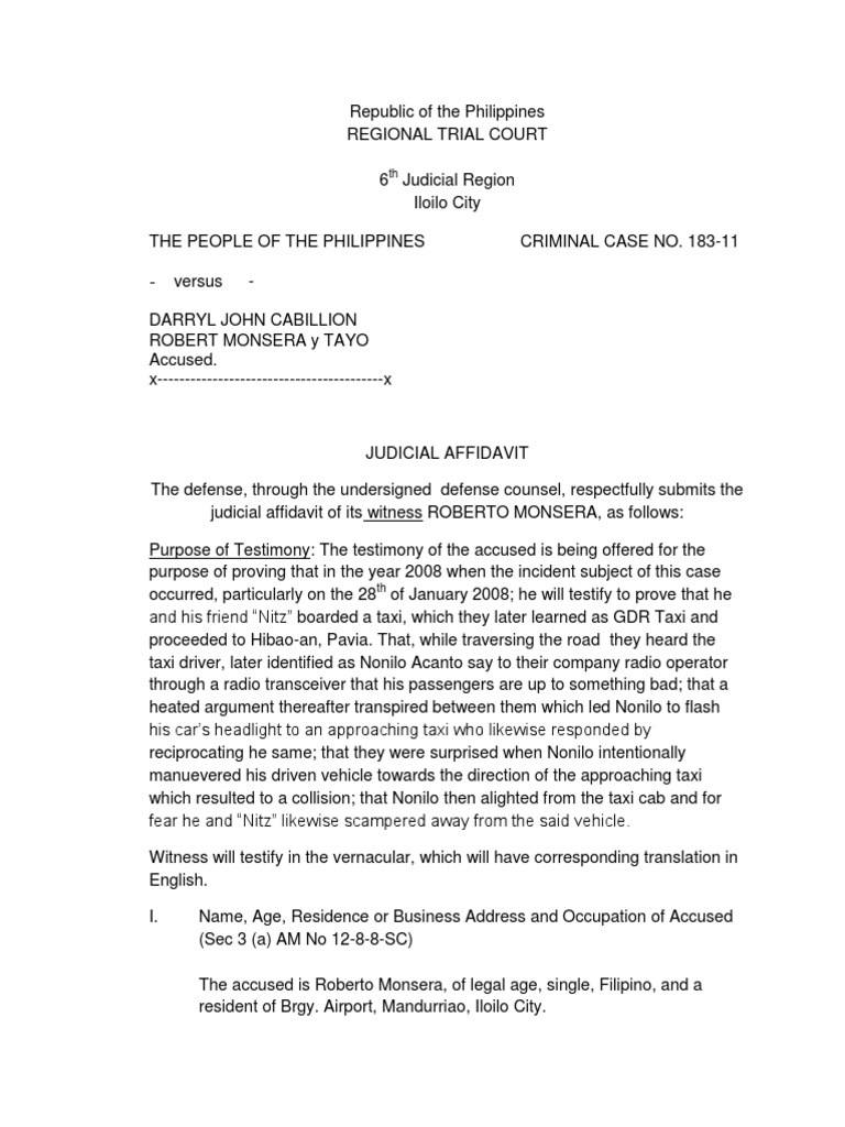 Judicial Affidavit Criminal Case Perjury Affidavit