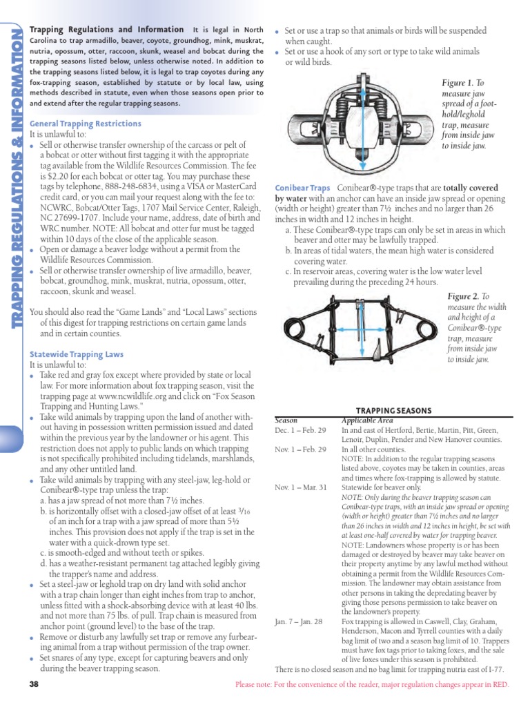 General Trapping Restrictions Trapping Regulations and Information