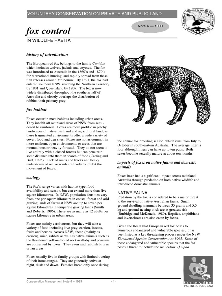 Fox Control in Australian Wildlife Habitat | PDF | Habitat | Fox